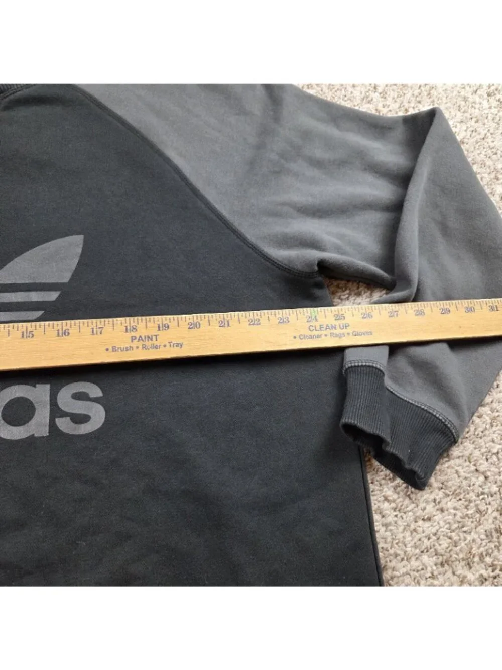 Adidas Sweatshirt Mens XL Black Gray Crewneck Vintage Trefoil Spellout Fleece